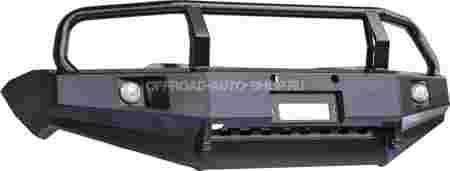 Бампер передний Mitsubishi L200 2005-2015/Pajero Sport 2009-2015 с доп. фарами и защитной дугой